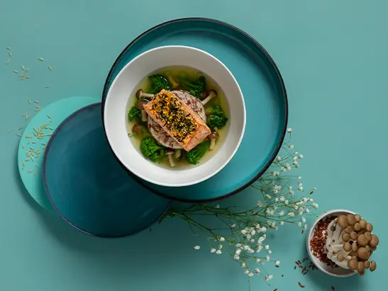 Tataki Salmon with Green Tea Broth
